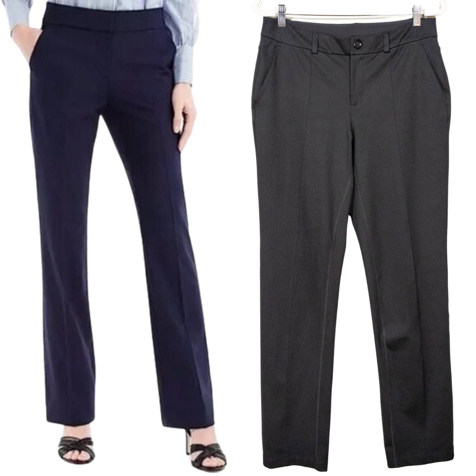 Duluth Trading Co Black Ponte Pro Straight Leg Pants Pockets Women's W10 L33